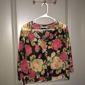 Urban Outfitters Sheer Floral Blouse